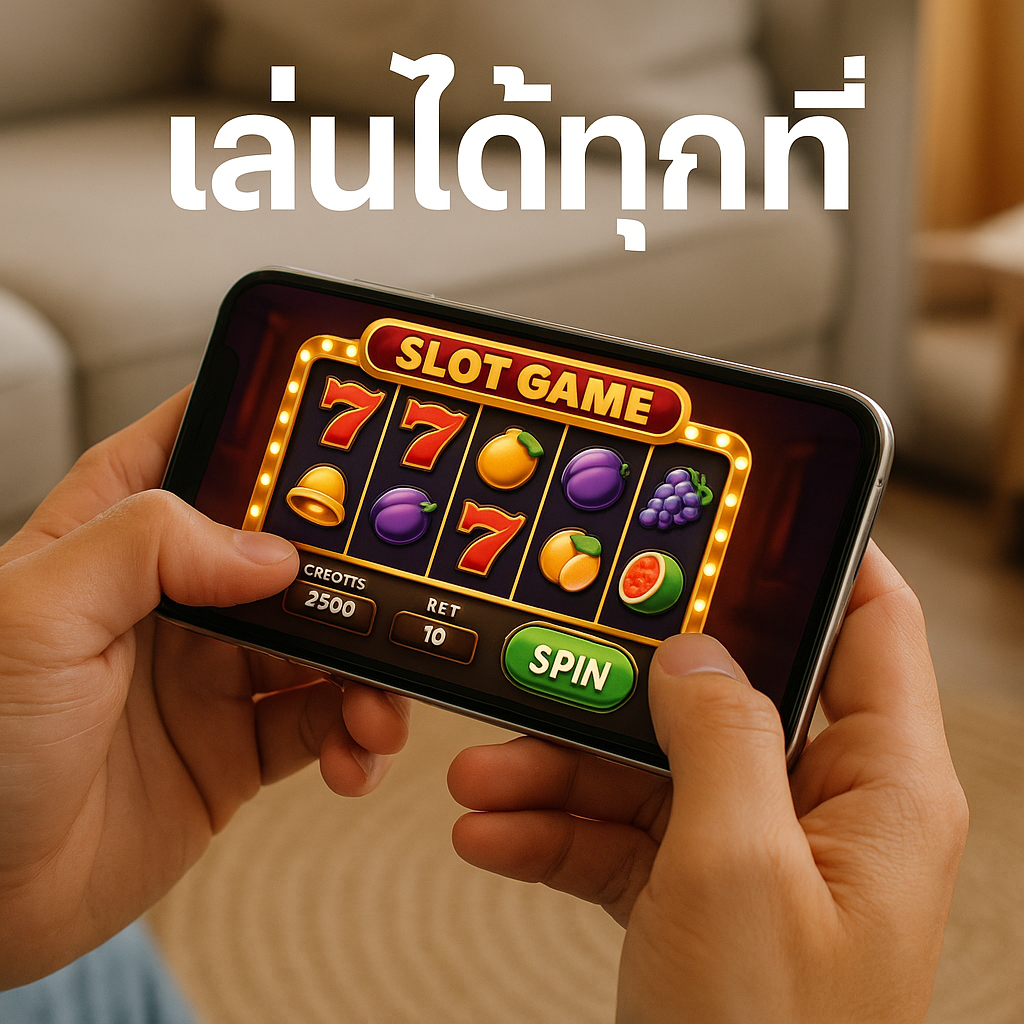 ภาพมือถือแสดงหน้าจอเกมสล็อตที่กำลังหมุน