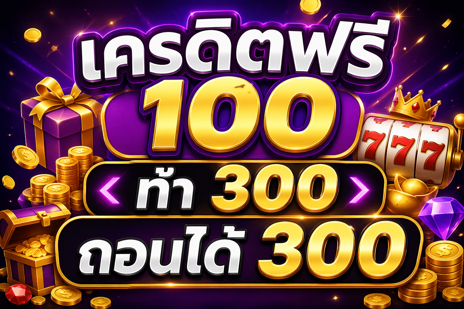 เครดิตฟรี 100 ทำ 300 ถอนได้ 300