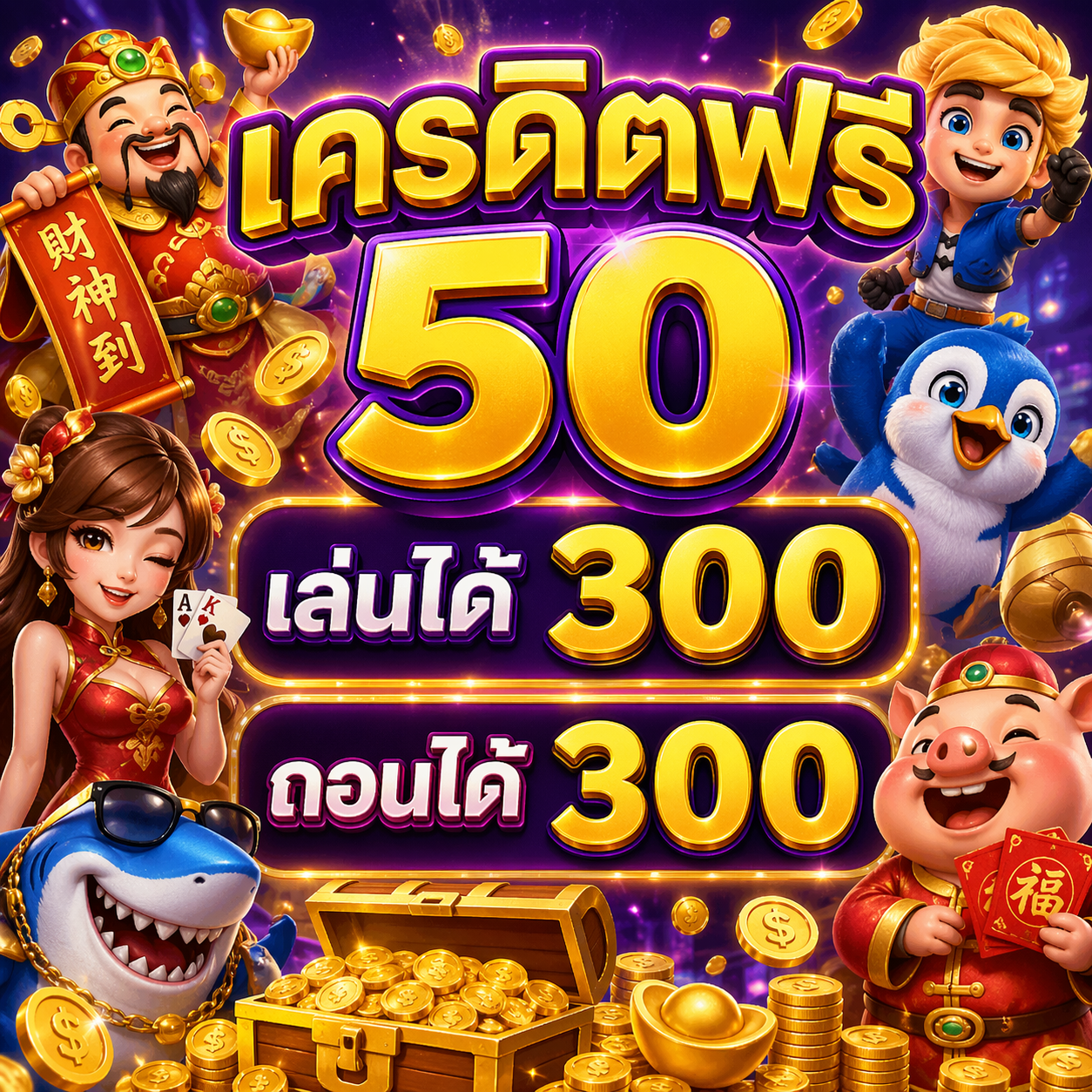 เครดิตฟรี 50 เล่นได้ 300 ถอนได้ 300
