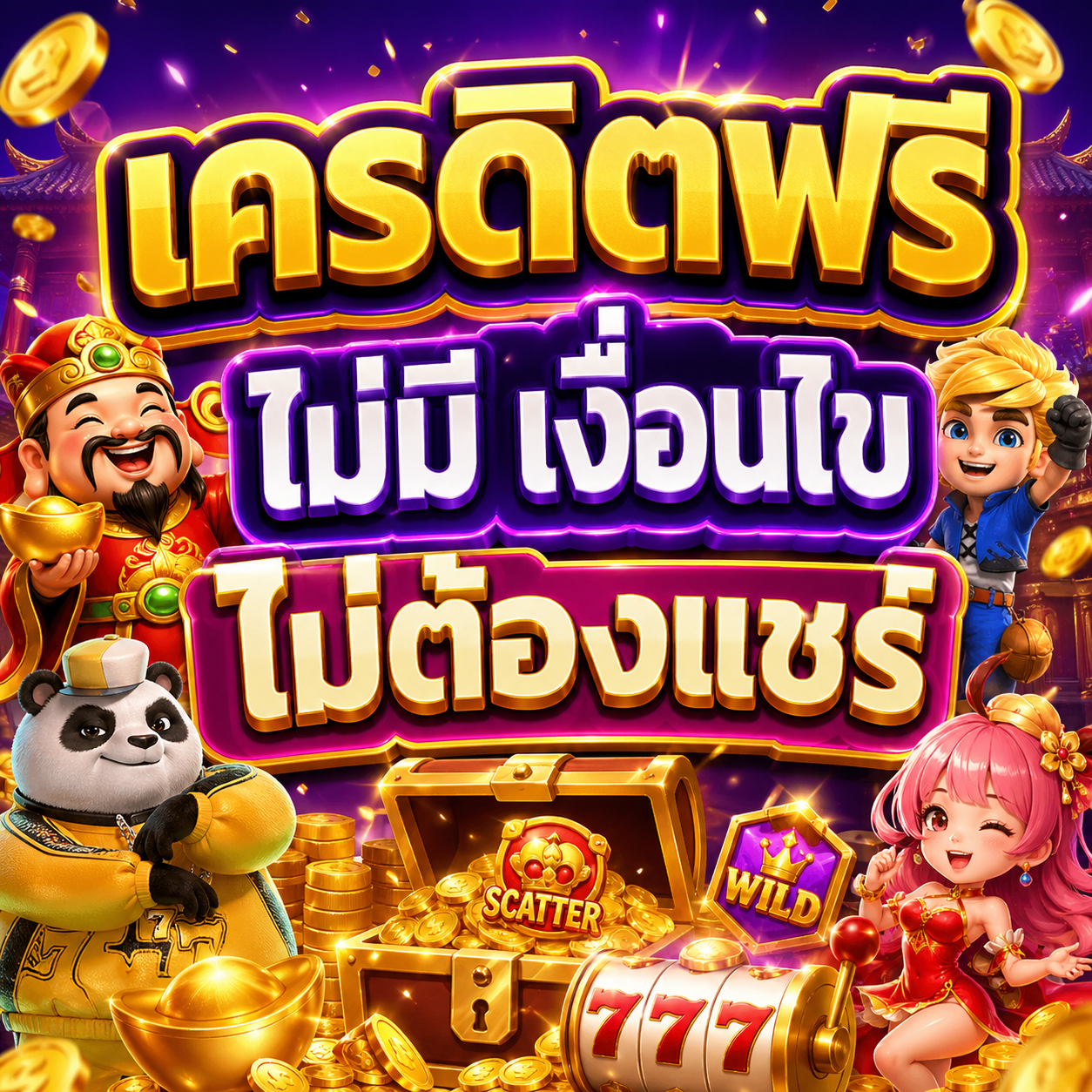 เครดิตฟรี ไม่มี เงื่อนไข ไม่ต้องแชร์